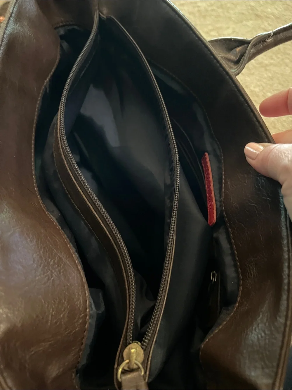 Tommy Hilfiger Brown and Cream Signature Stripe Tote